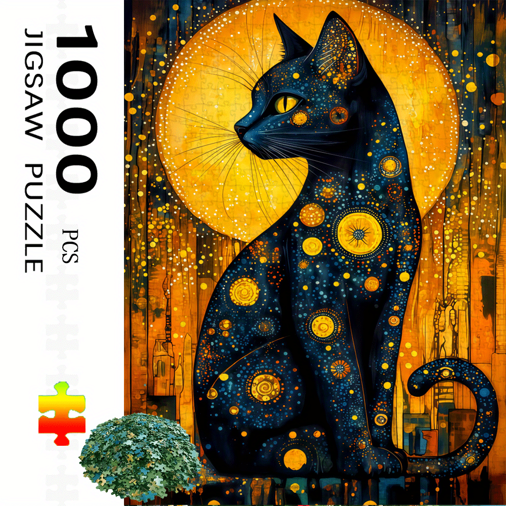 Jigsaw Puzzle Adult - 1000pcs Van Gogh-Inspired Black Cat &