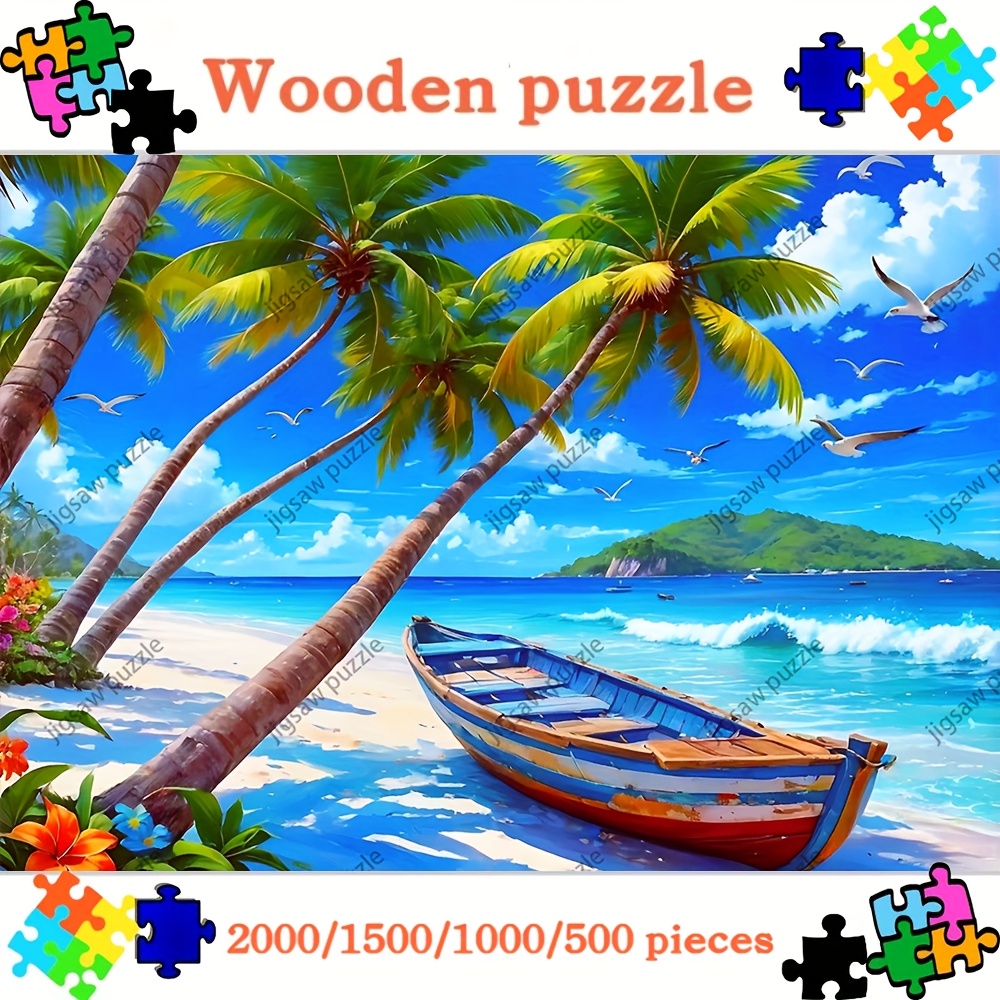 Jigsaw Puzzle Adult - 2000/1500/1000/500pcs Tropical Beach Wooden Jigsaw Puzzle