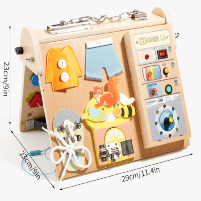 Wooden 4-in-1 Busy Board with  – Board Game For Kids Bewertung und Preis